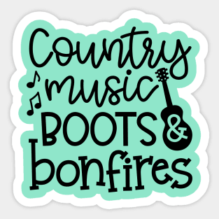 Country Music Boots and Bonfires Guitar Cute Sticker